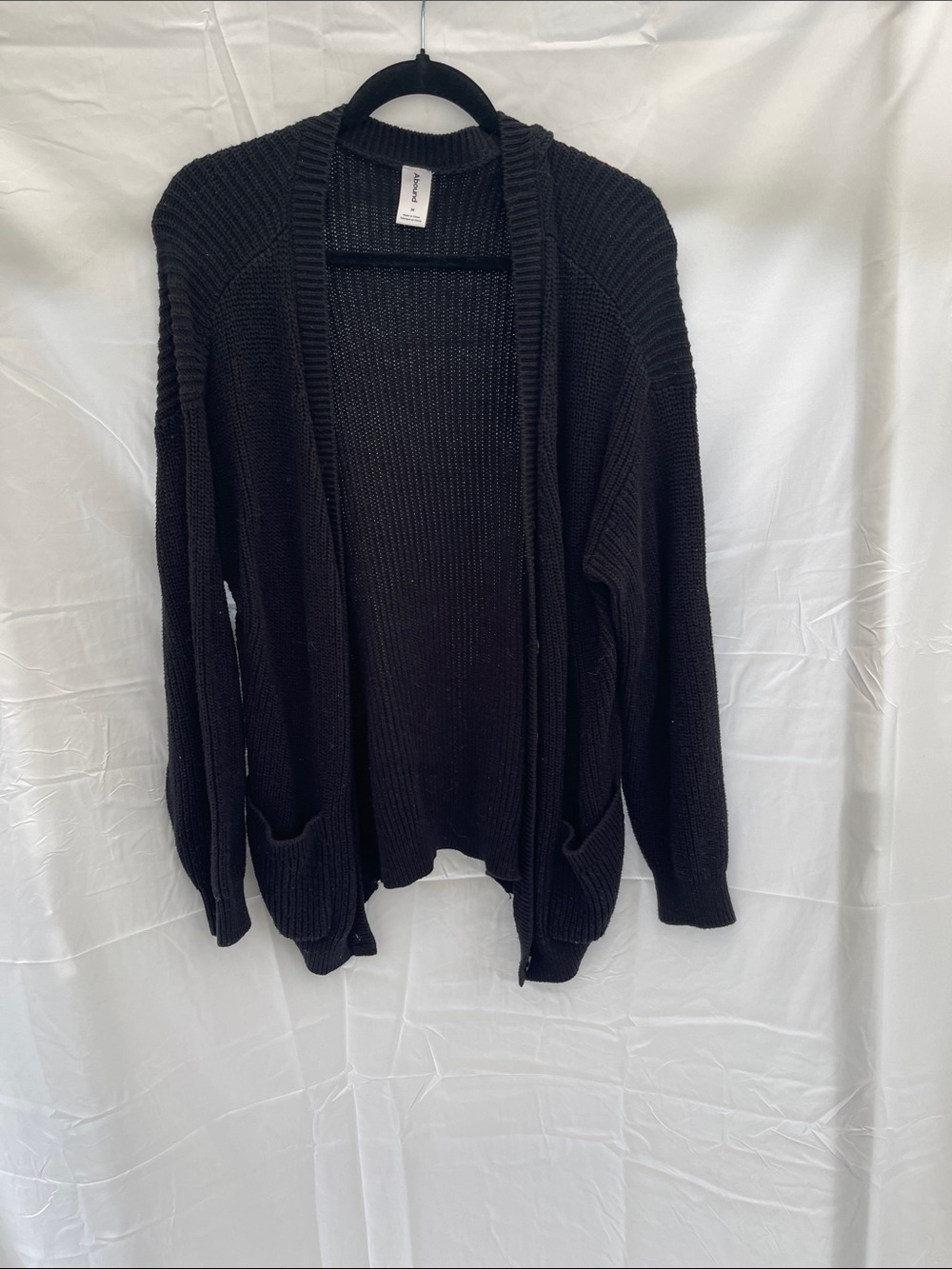 Abound Black Open-Front Knit Cardigan with Pockets
